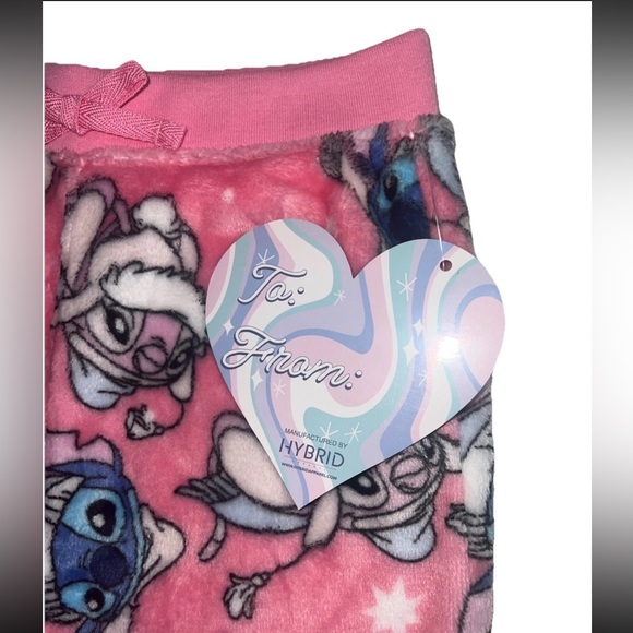 Disney Stitch Girls Plush Pajama Pants Size 4/5 Pink Cozy NWT - Picture 4 of 6
